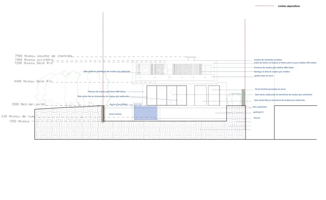 PLAN DE FACADE SUD-OUEST